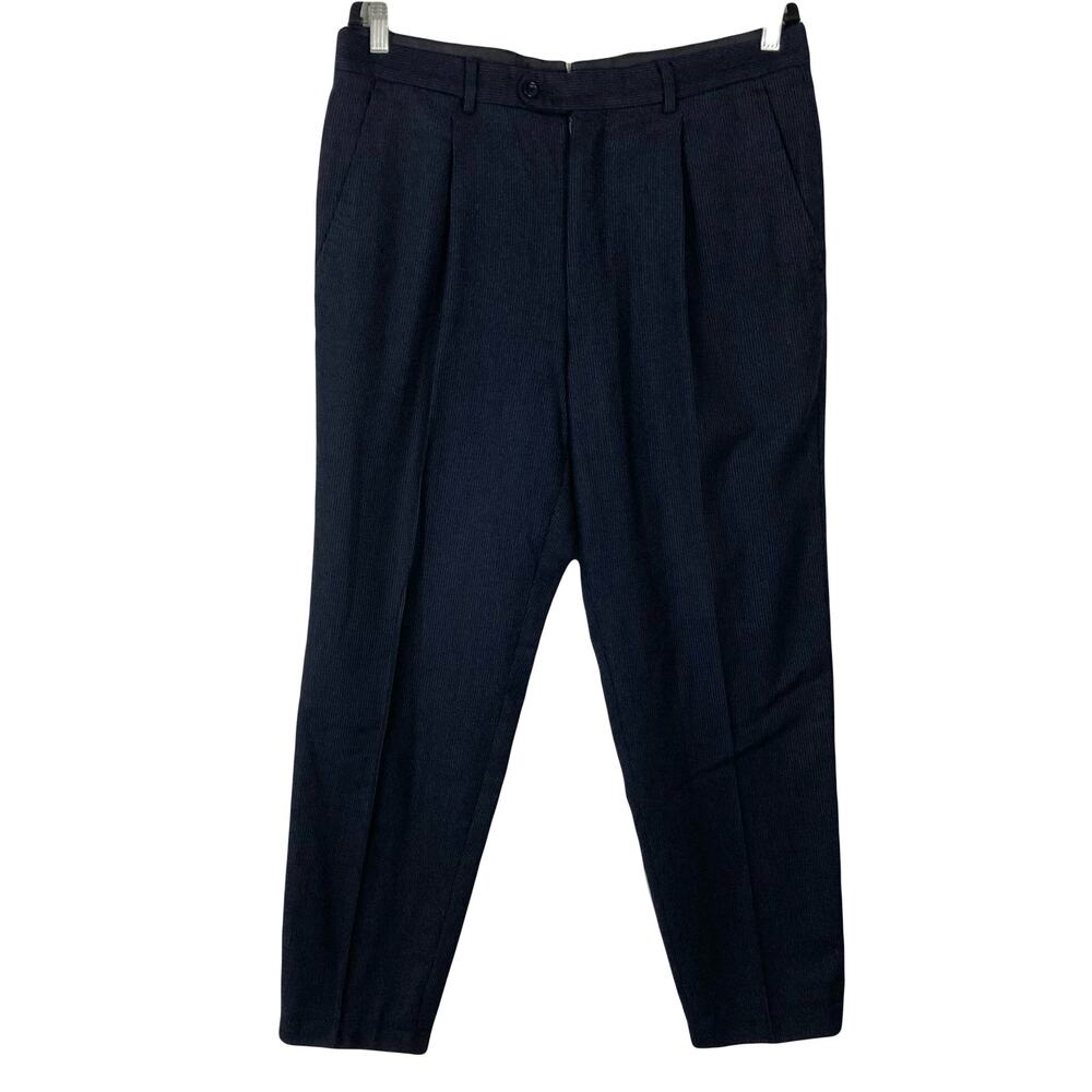 BOGGI MILANO Dress Pants EU 50 W 35”L 40”ITALY Pin Stripe Wool Black Slacks Work